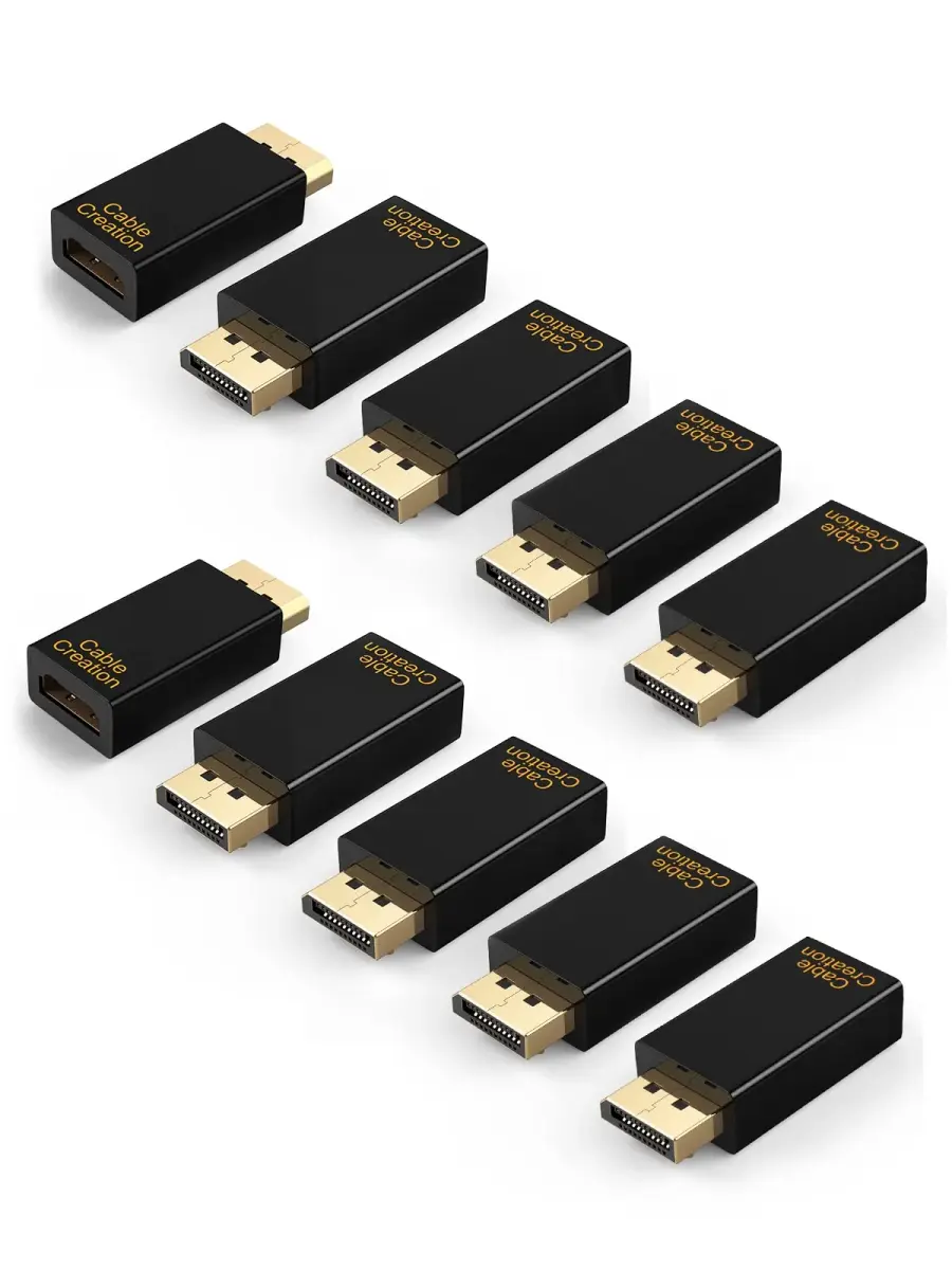 CableCreation Active DisplayPort to HDMI Adapter 10 Pack, 1080P Gold Plated | Transmits Audio & Video - main product image
