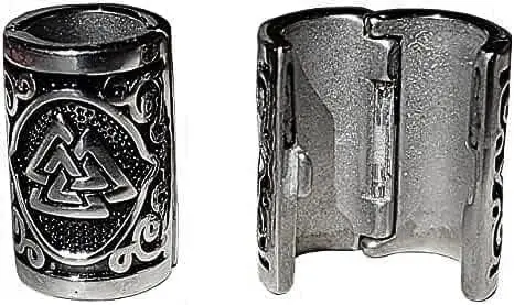 VALHALLA Viking Beard Bead for Men and Women, Clip-On 316L Stainless Steel | Norse Valknut Motif - main product image