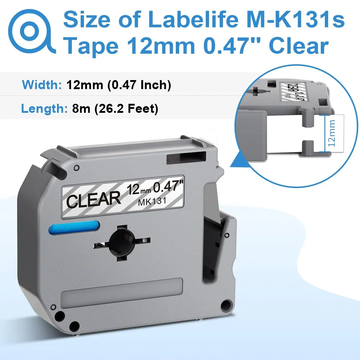 Labelife M-K131 Label Replace for Brother P Touch M Tape Clear 12mm 0.47'' | Indoor Non-Laminated Label Tape - view 3