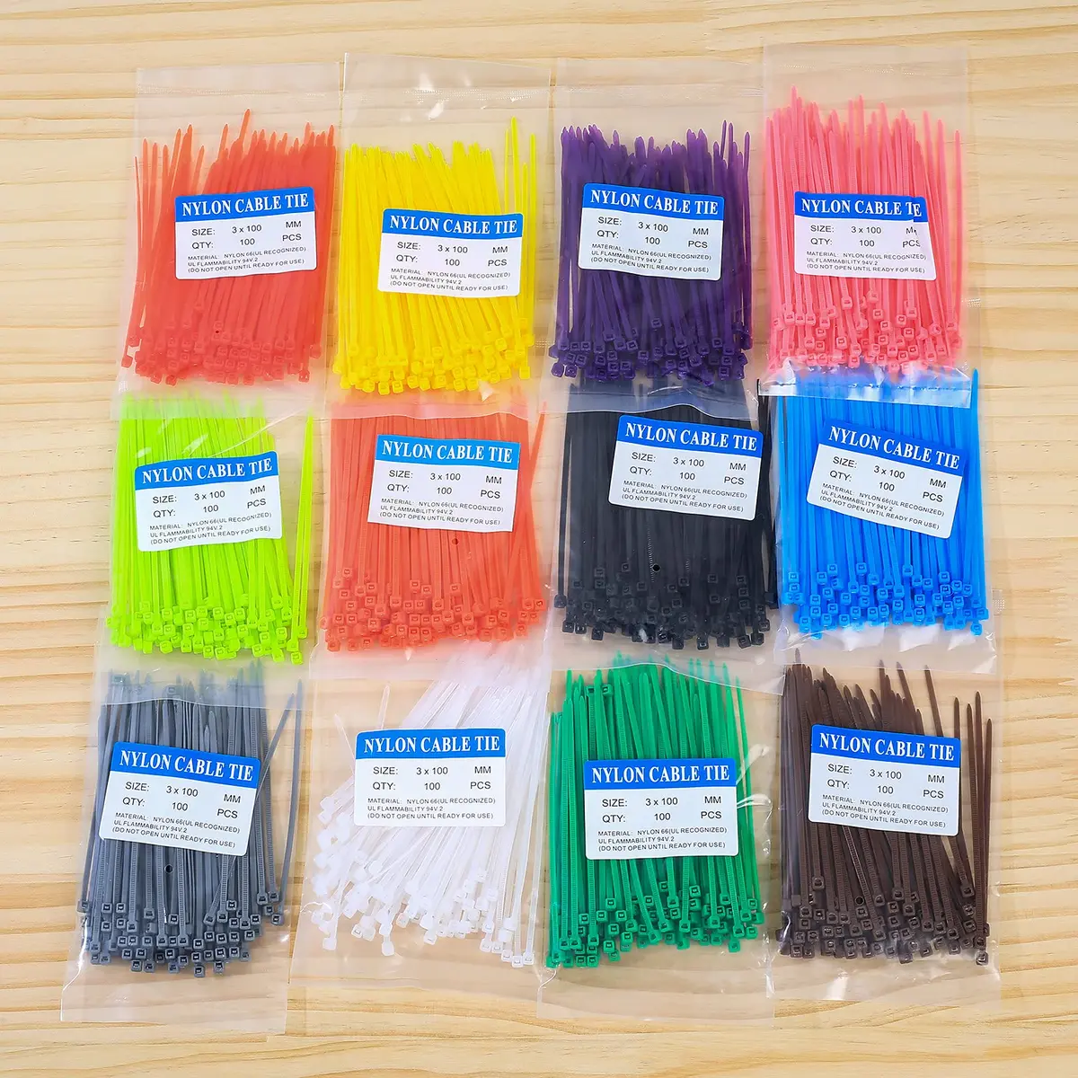 HexinYigjly 1200Pcs 100mm (4 Inch) Mixed Colored Nylon Zip Ties | UV Resistant & Durable for Cable Management - view 4