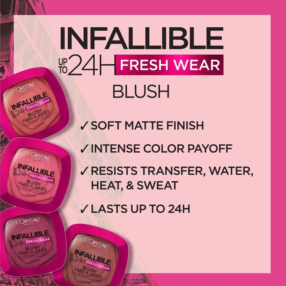 L'Oreal Paris Infallible Soft Matte Blush Legendary Berry 0.31 Oz | Long-Lasting Waterproof Cheek Makeup - view 4