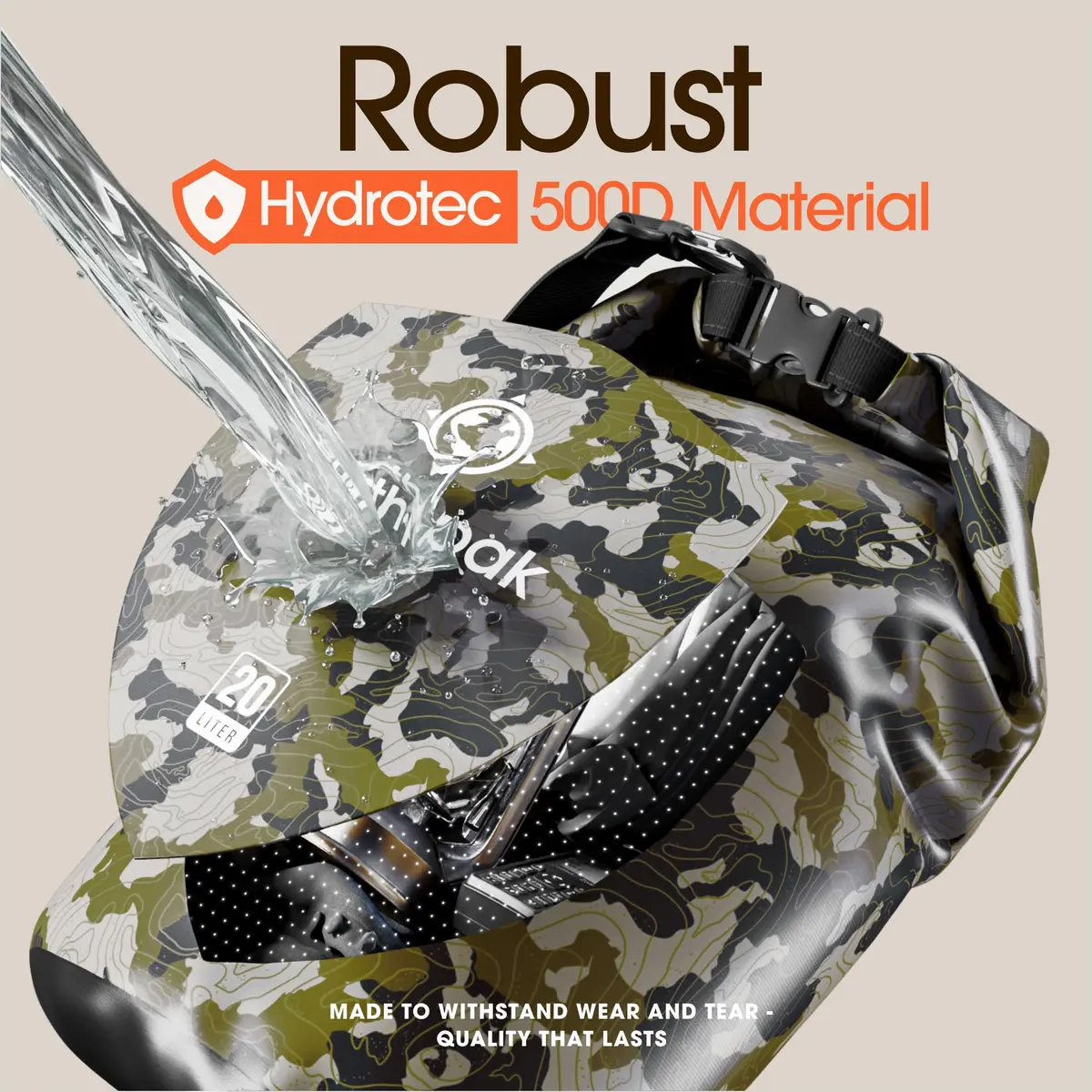 Earth Pak 30L Waterproof Dry Bag Backpack - Camo | Abrasion Resistant 500D PVC for Boating, Kayaking, Beach Days - view 4
