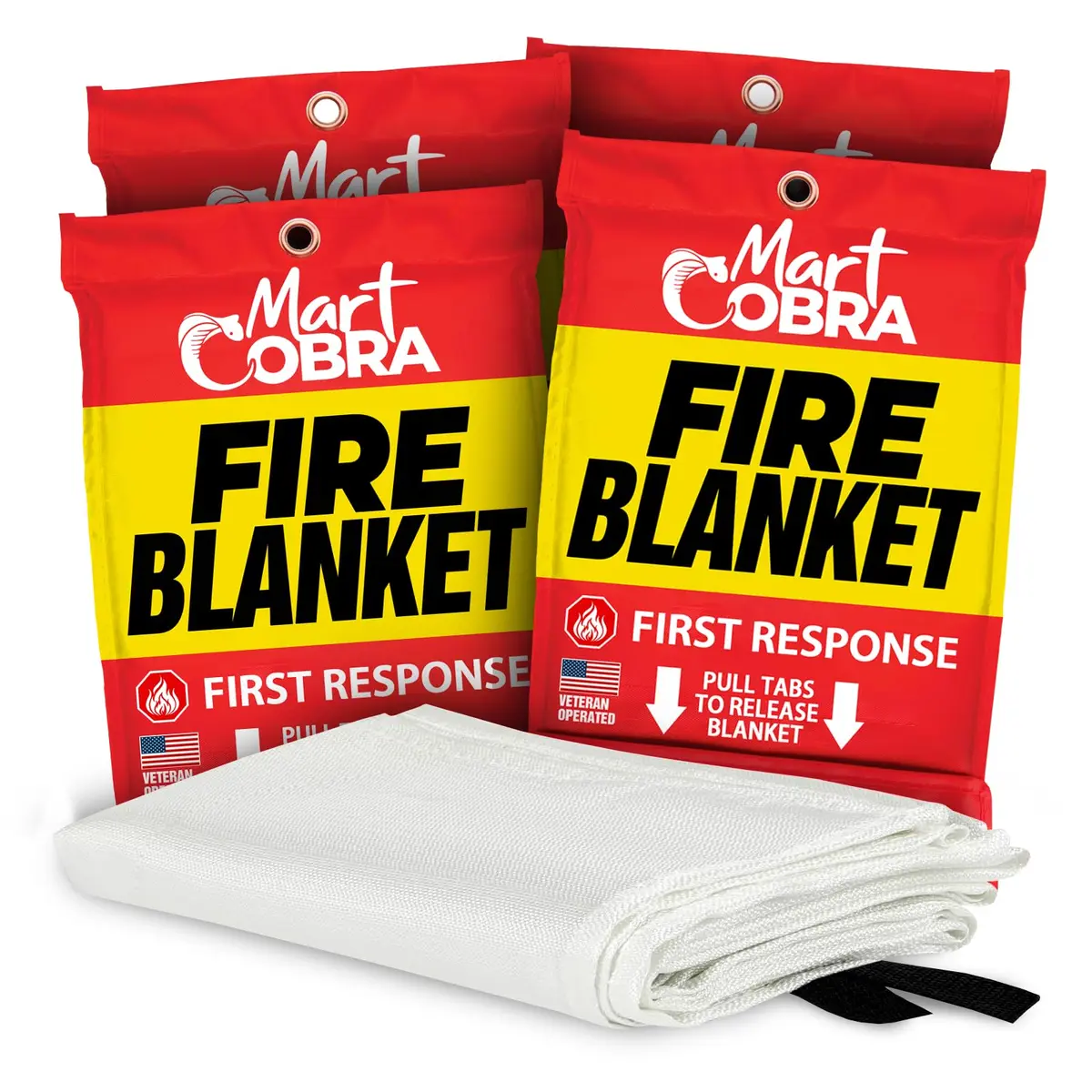 Mart Cobra Emergency Fire Blanket for Home & Kitchen 4-Pack Safety | Flame Retardant Fiberglass Blanket for Kitchen & Home Use - main product image