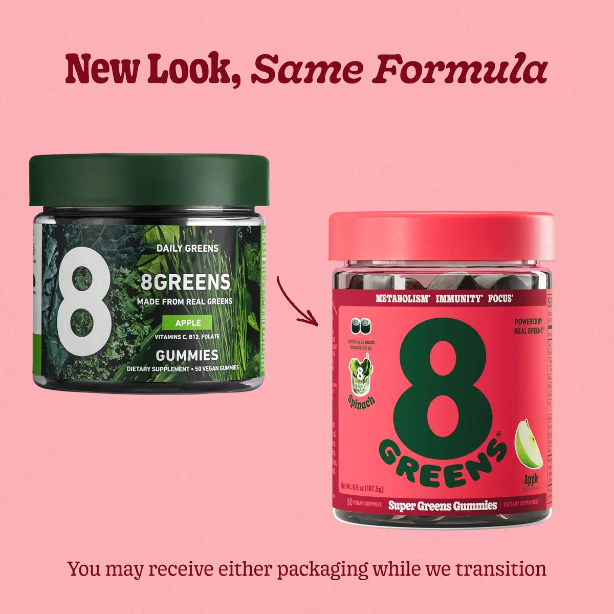 8G 8Greens Supergreens Gummies Apple 100 Servings | Supports Immunity & Metabolism - view 8