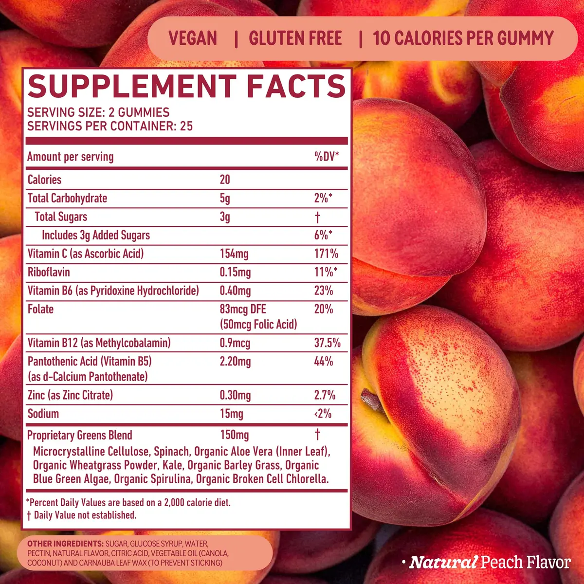 8G Daily Greens Gummies Peach 100 Count | Supports Metabolism & Immunity - view 5