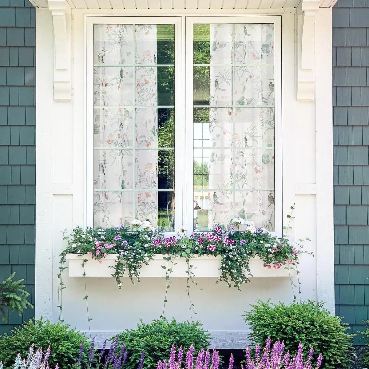 XTMYI White Sheer Floral Curtains 84 Inches Long (213 cm) | Vintage Floral Bird Cottage Core Design, 2 Panels - view 5