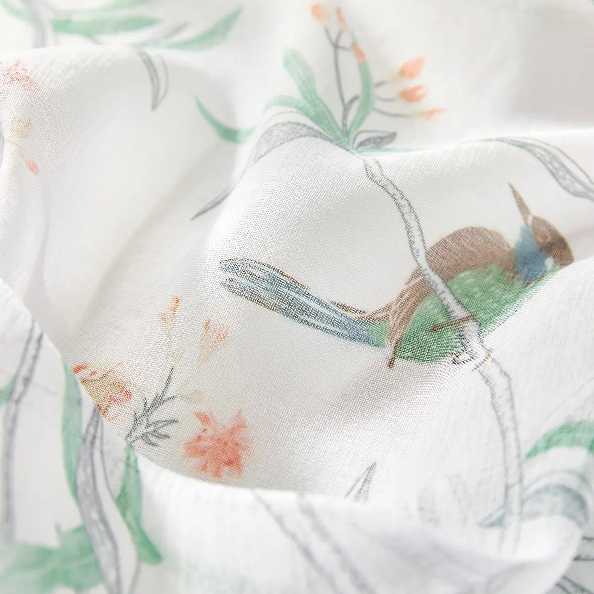 XTMYI White Sheer Floral Curtains 84 Inches Long (213 cm) | Vintage Floral Bird Cottage Core Design, 2 Panels - view 4