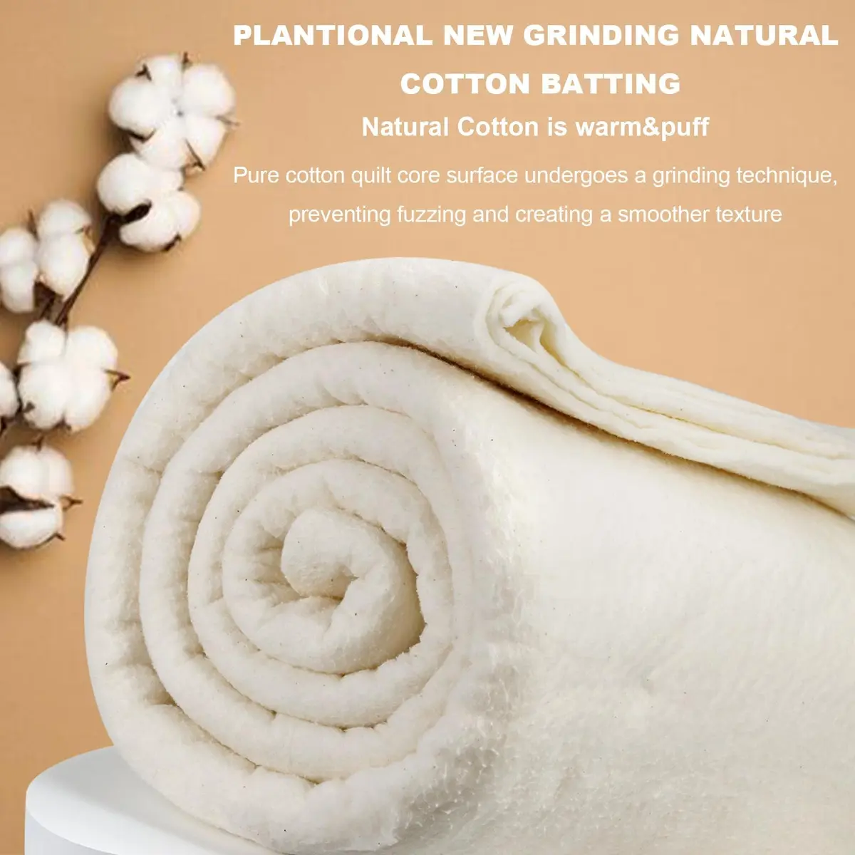 PLANTIONAL 150 cm x 200 cm (59" x 79") Natural Cotton Quilt Batting | Soft, Warm, Tear-Resistant for Quilting Projects - view 8