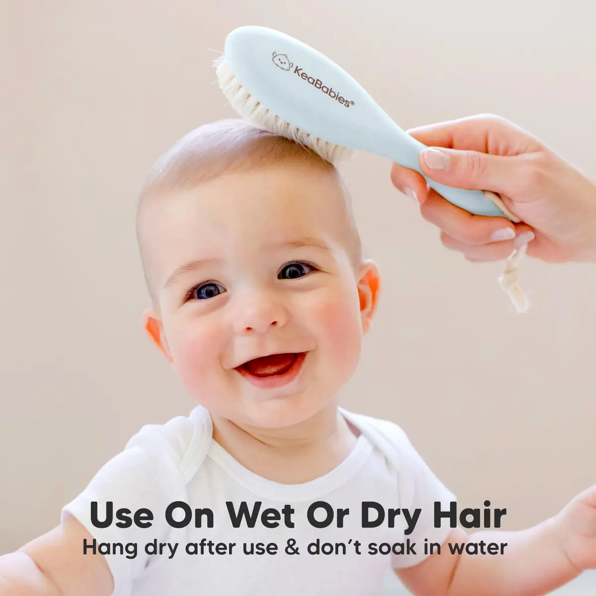KeaBabies Wooden Baby Hair Brush for Toddler, Infant Cradle Cap | Gentle Goat Hair Bristles (7.25" x 2") - view 6