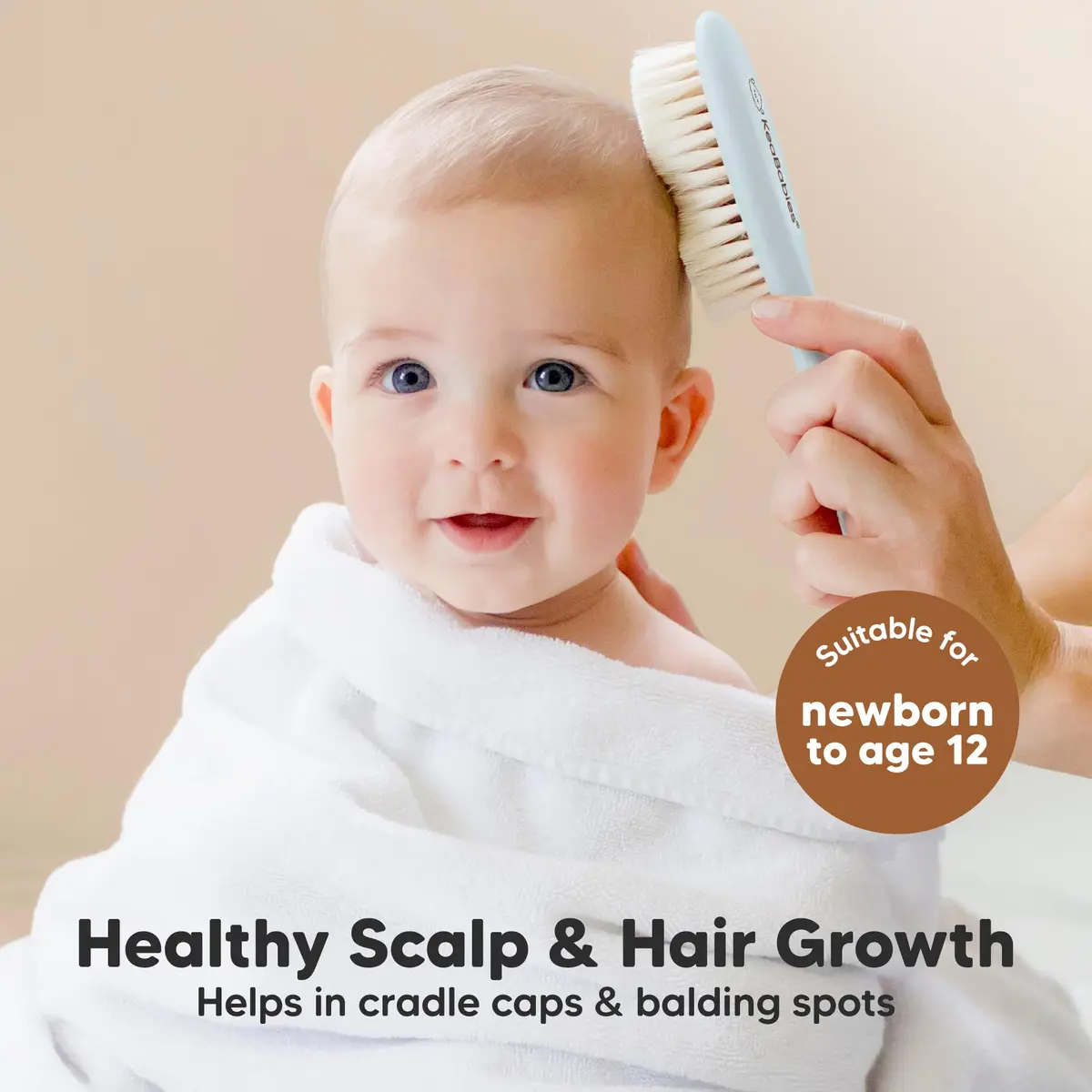 KeaBabies Wooden Baby Hair Brush for Toddler, Infant Cradle Cap | Gentle Goat Hair Bristles (7.25" x 2") - view 3