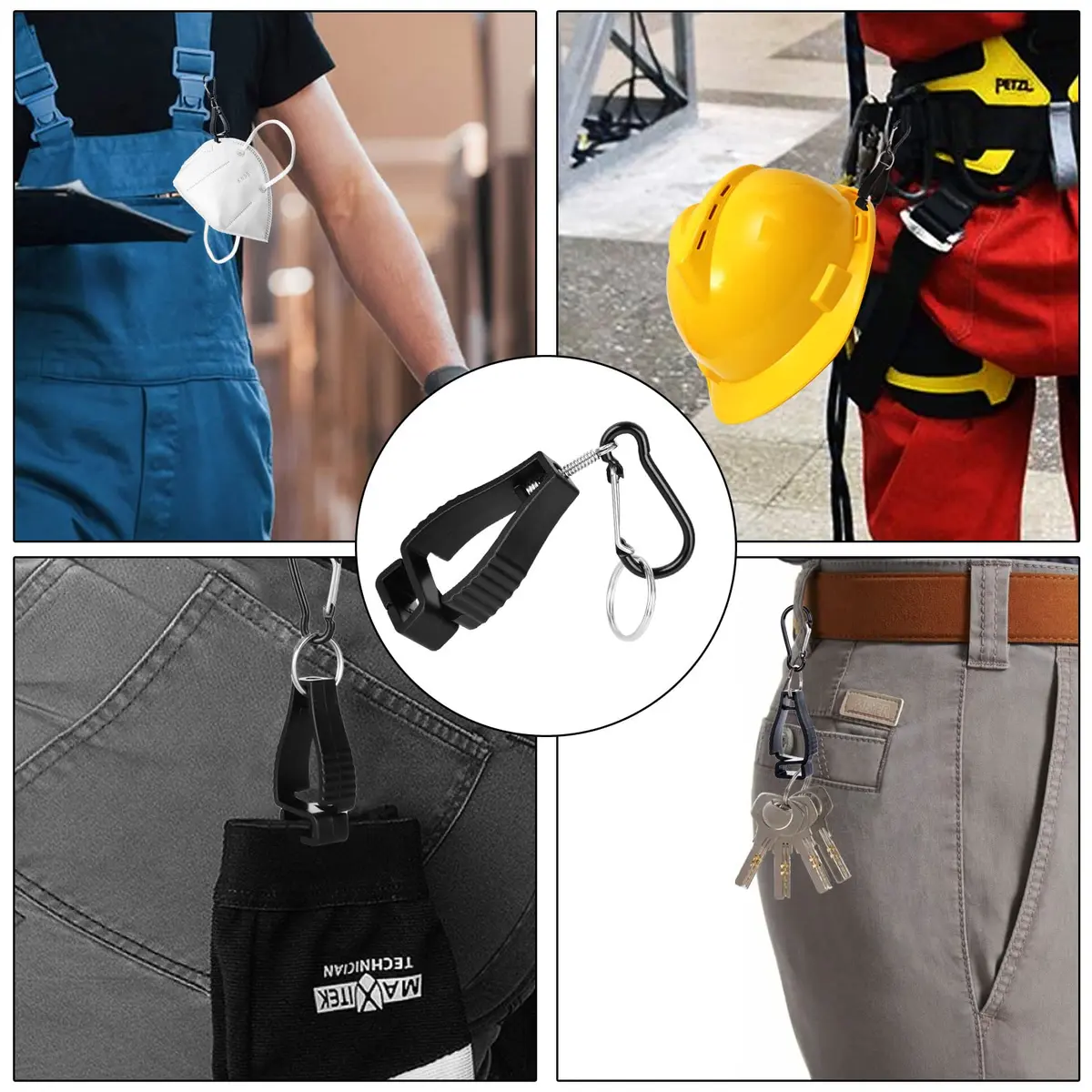 FVIEXE 20PCS Glove Clips Black | Secure Work Gloves, Keys, Hats, Towels - view 5