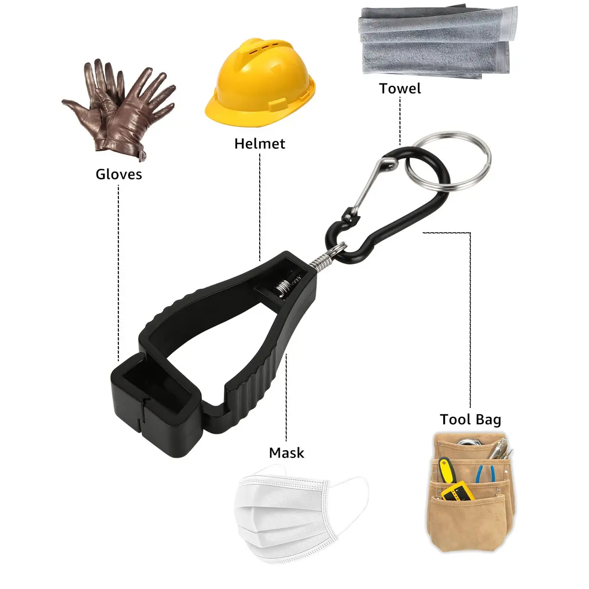 FVIEXE 20PCS Glove Clips Black | Secure Work Gloves, Keys, Hats, Towels - view 6