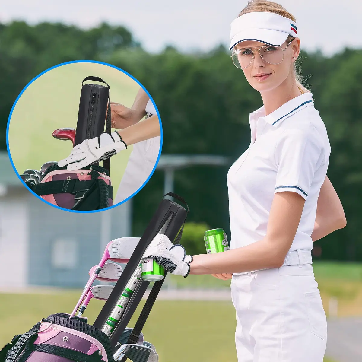 NATURAL STYLE Beer Sleeve for Golf Bag 7-Can Insulated Cooler BLACK | Waterproof & Portable (82*8 cm) - view 6