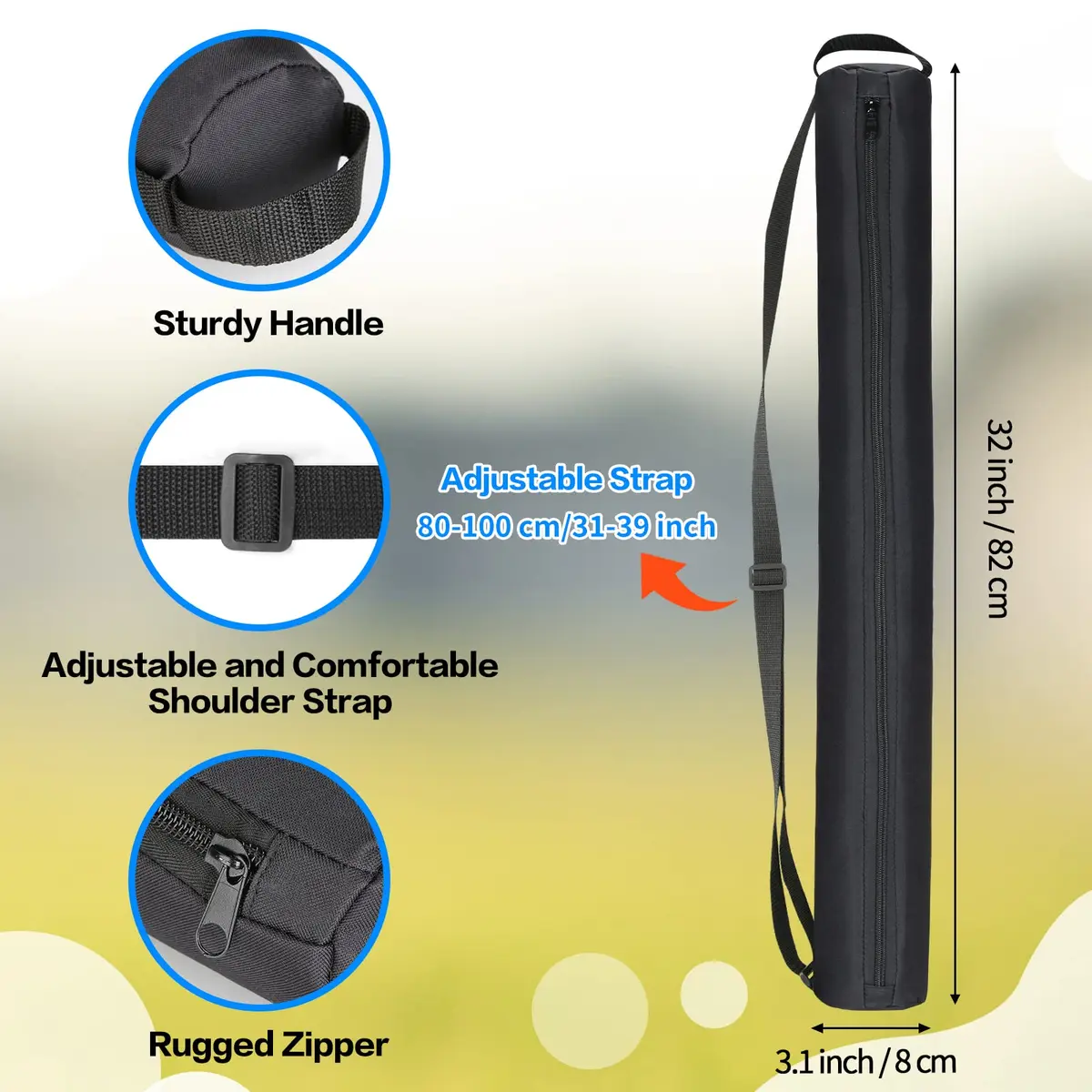 NATURAL STYLE Beer Sleeve for Golf Bag 7-Can Insulated Cooler BLACK | Waterproof & Portable (82*8 cm) - view 2
