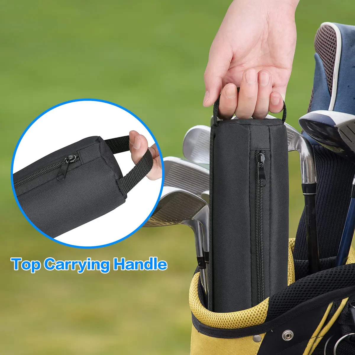 NATURAL STYLE Beer Sleeve for Golf Bag 7-Can Insulated Cooler BLACK | Waterproof & Portable (82*8 cm) - view 4