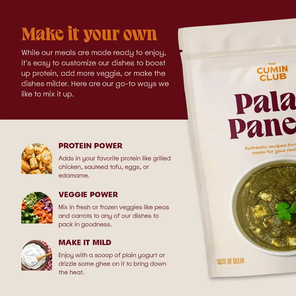 the cumin club Indian Palak Paneer - Ready to Eat Vegetarian Meal | Farm-Natural Goodness, 5 Pack - view 6