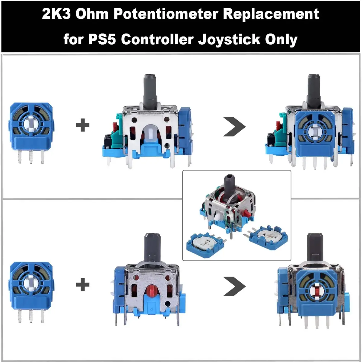 Ikpek 2K3 Ohm Potentiometer Replacement Kit for Dualsense PS5 Controller | 10pcs - view 3