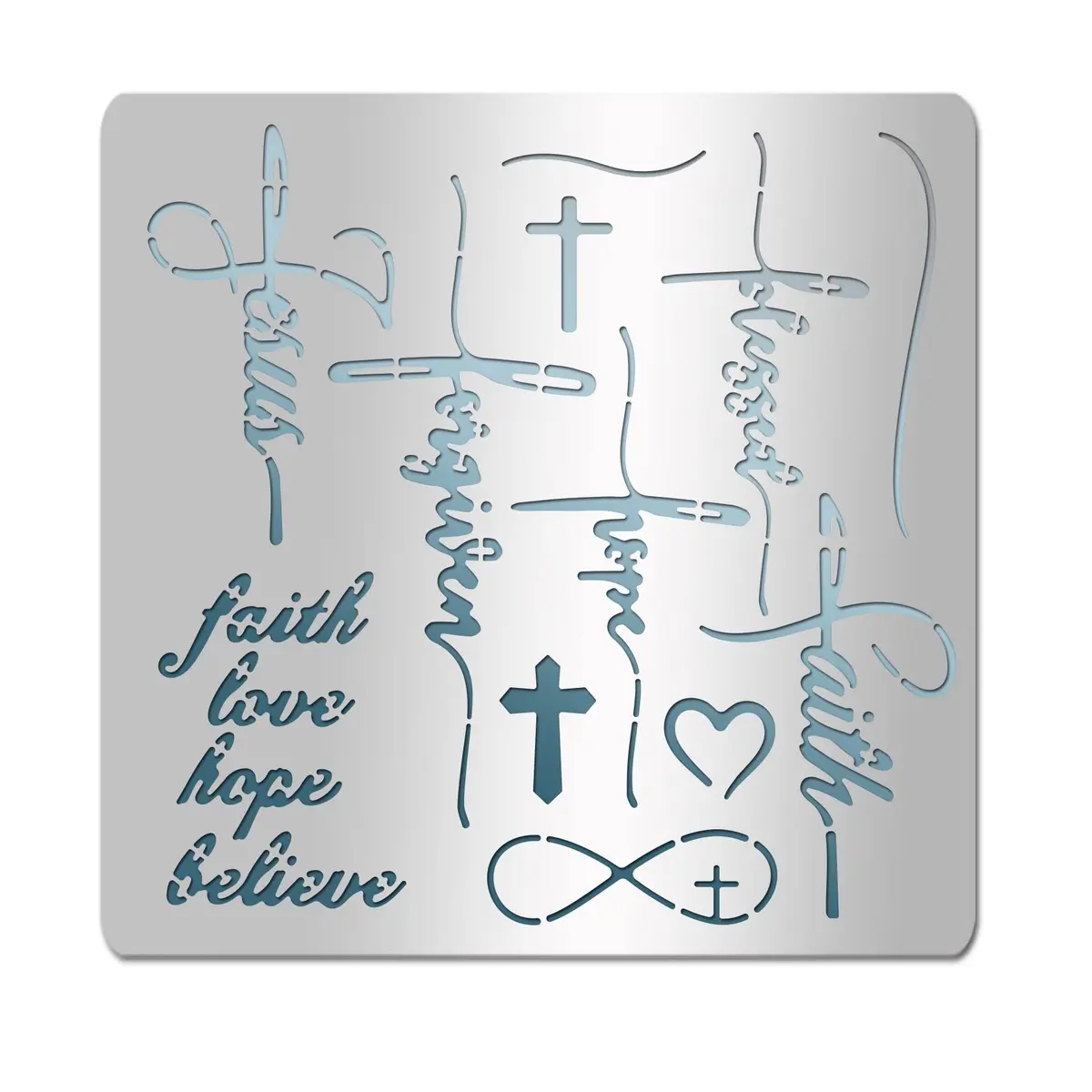 INFUNLY Words Metal Stencil 15.6 cm (6.15") | Reusable Stainless Steel Templates for Art & Crafts - main product image