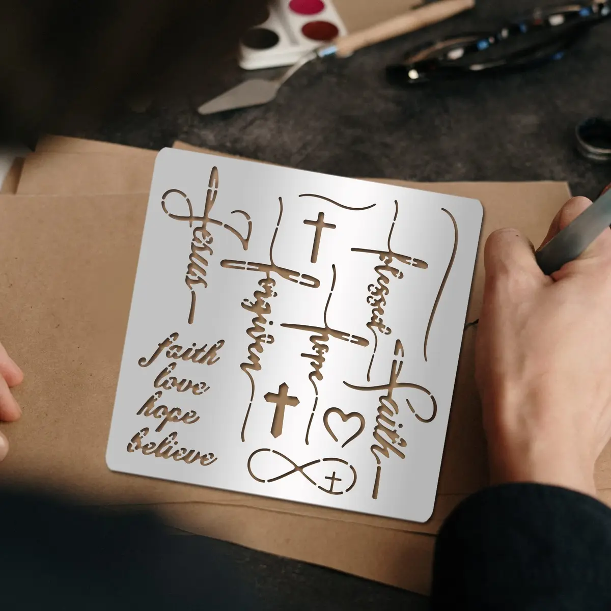 INFUNLY Words Metal Stencil 15.6 cm (6.15") | Reusable Stainless Steel Templates for Art & Crafts - view 5