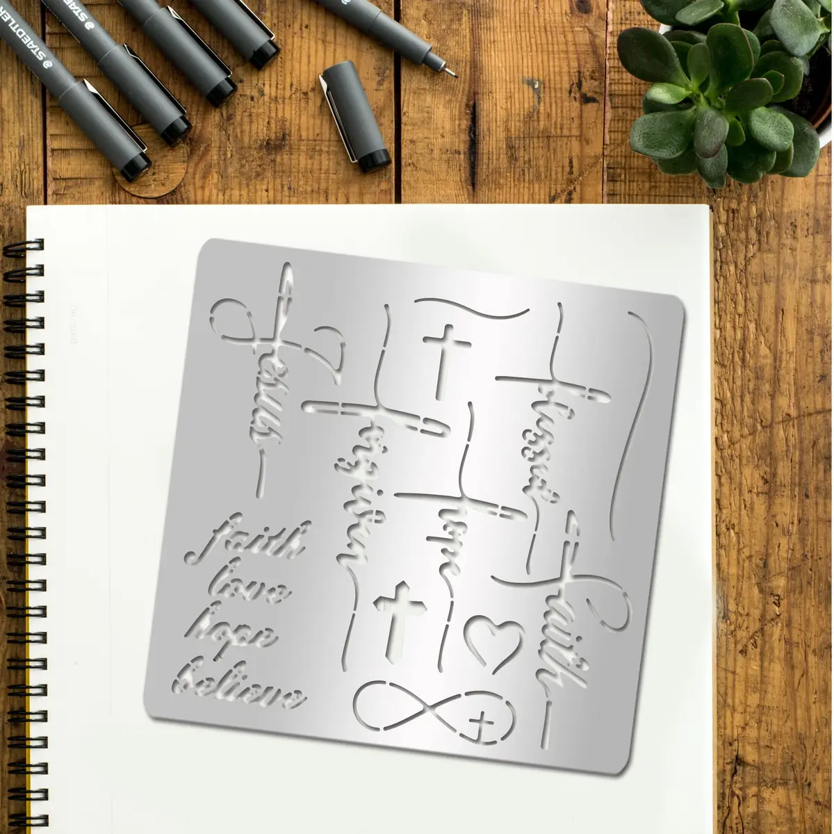 INFUNLY Words Metal Stencil 15.6 cm (6.15") | Reusable Stainless Steel Templates for Art & Crafts - view 7