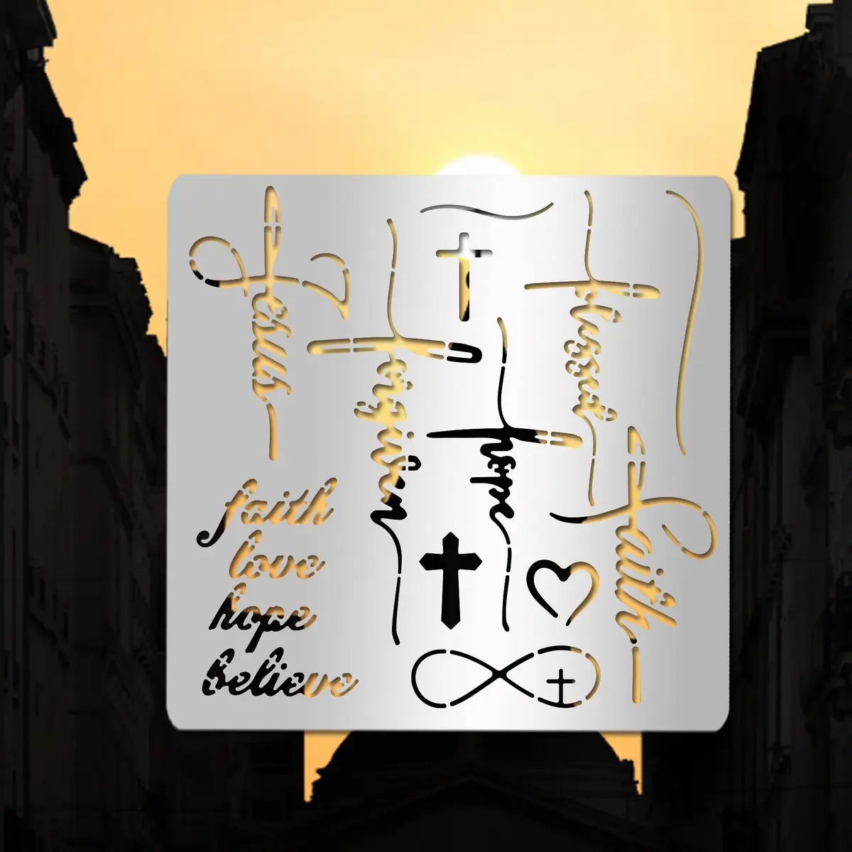 INFUNLY Words Metal Stencil 15.6 cm (6.15") | Reusable Stainless Steel Templates for Art & Crafts - view 3