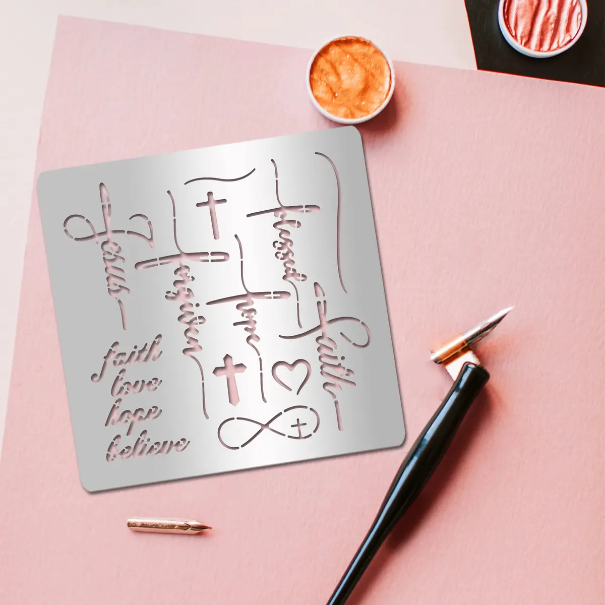 INFUNLY Words Metal Stencil 15.6 cm (6.15") | Reusable Stainless Steel Templates for Art & Crafts - view 4