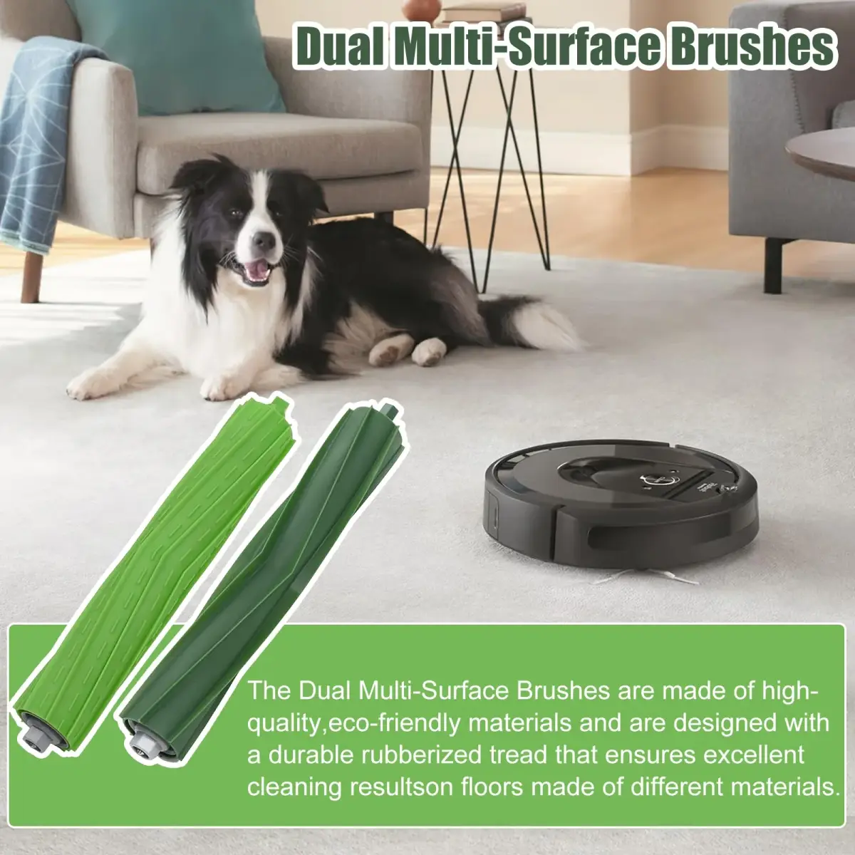 Detetap Replacement Roller Brushes for iRobot Roomba i&e&j Series (2-Pack, Green) | Compatible with i1, i3, i4, i6, i7, i8, j7, E5, E6 Models - view 5