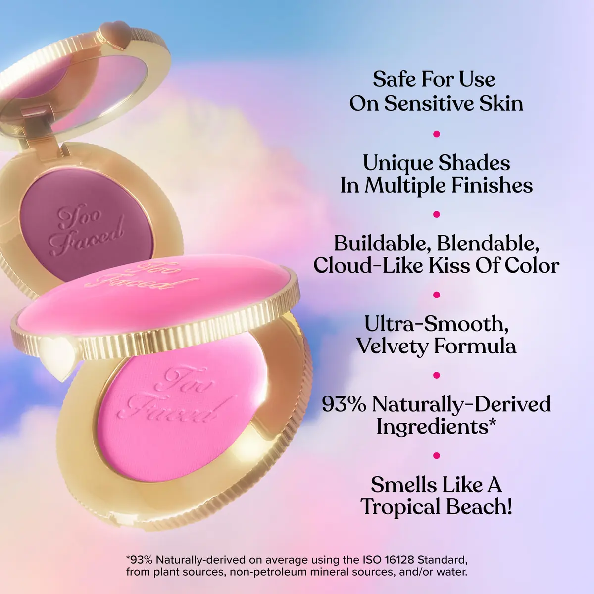 Too Faced Cloud Crush Blurring Blush | Velvety Powder Blush for Cheeks with High-Pigment Formula | 93% Naturally Derived Ingredients, Vegan & Cruelty-Free, Tequila Sunset, 0.17 Ounce - view 3