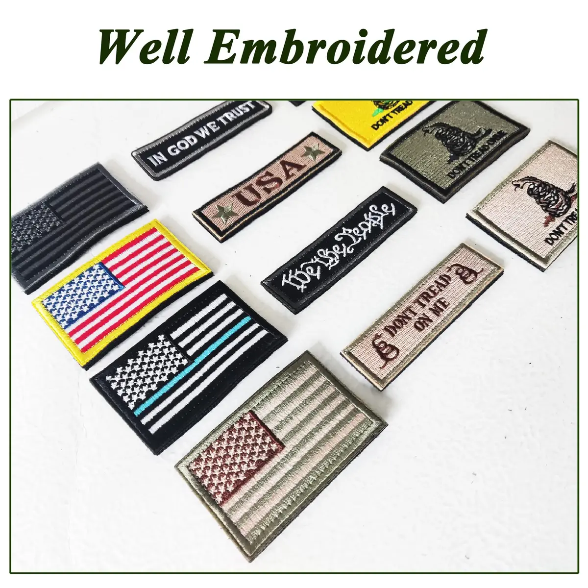TXSN 12PCS American Flag Patches Bundle | Full Embroidery Loop & Hook Fasten (70-120 chars) - view 3