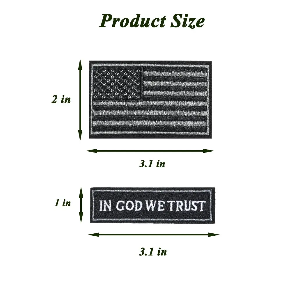 TXSN 12PCS American Flag Patches Bundle | Full Embroidery Loop & Hook Fasten (70-120 chars) - view 4