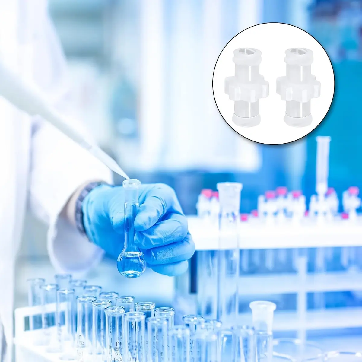 AIEX Syringe Adapter Kit 60pcs Transparent Polypropylene | Leak-Free Connection for Lab & Scientific Use - view 6