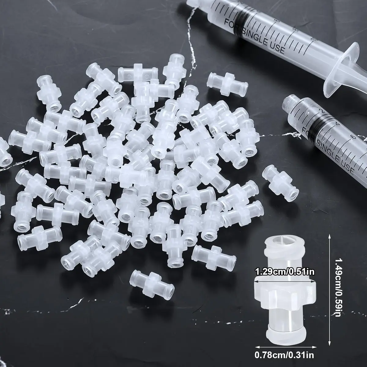 AIEX Syringe Adapter Kit 60pcs Transparent Polypropylene | Leak-Free Connection for Lab & Scientific Use - view 2