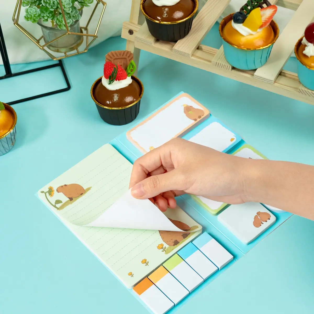 Xqumoi Don't Worry Be Capy Sticky Notes Set (550 Sheets) | Cute Capybara Themed Gift for Students & Office - view 2