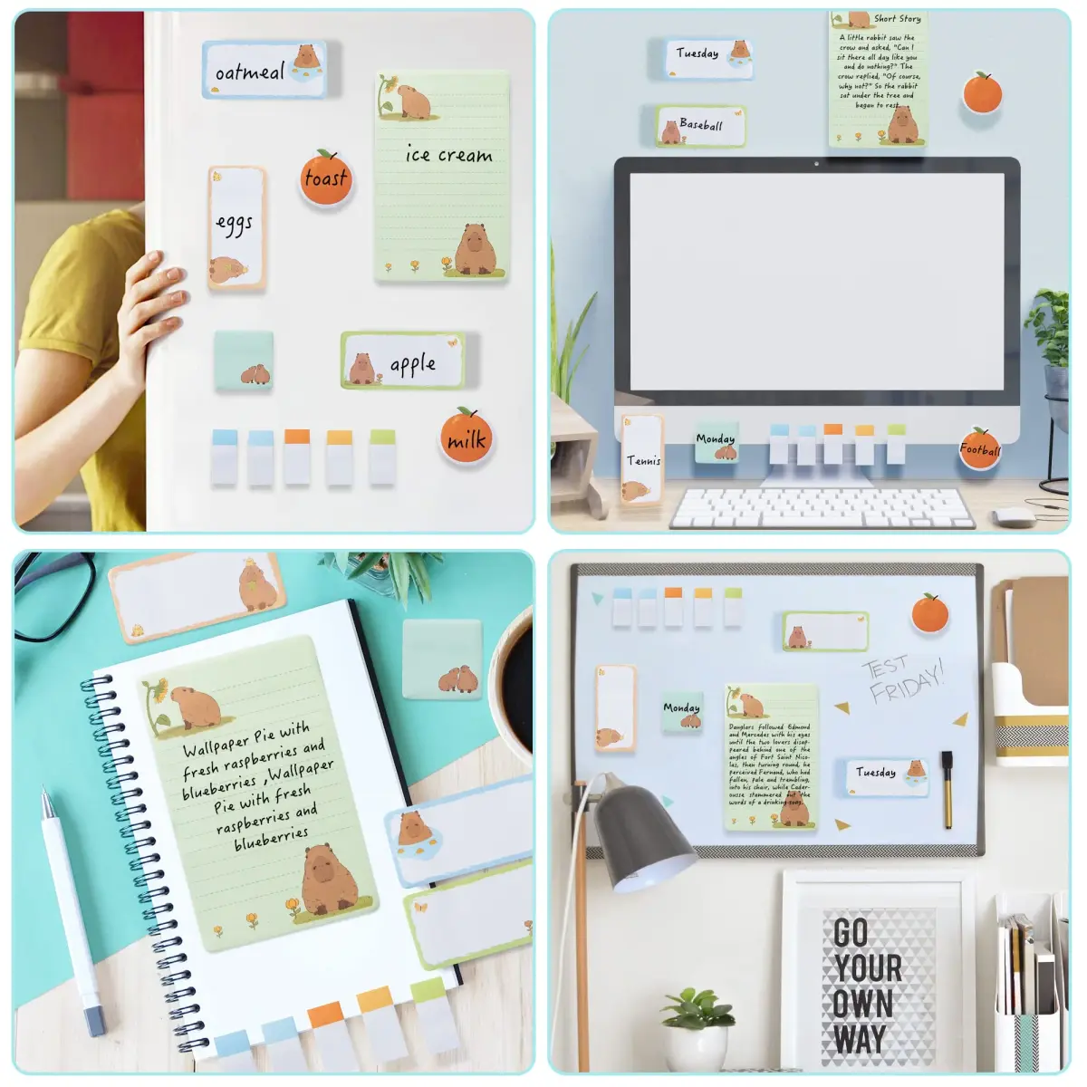 Xqumoi Don't Worry Be Capy Sticky Notes Set (550 Sheets) | Cute Capybara Themed Gift for Students & Office - view 5