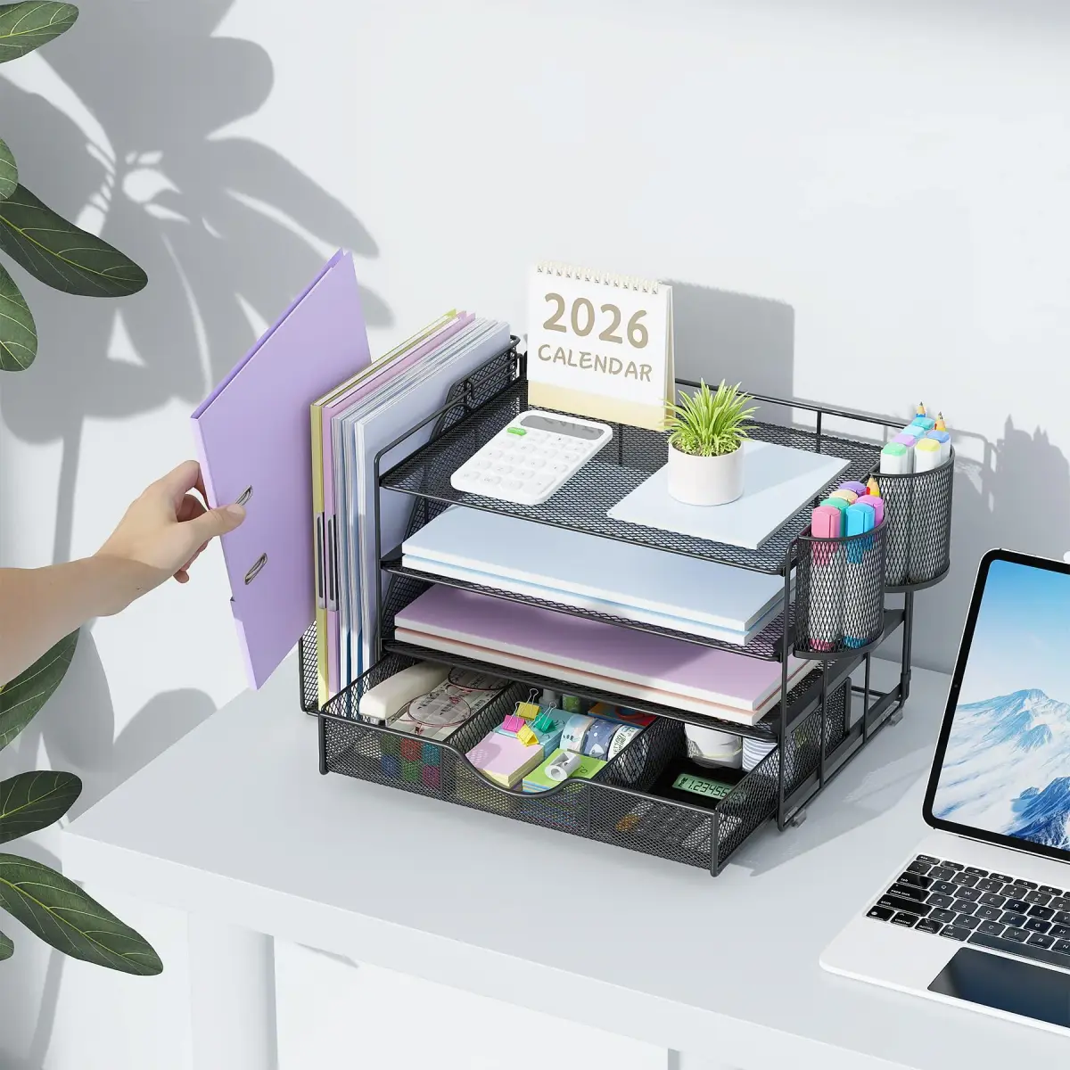 gianotter 4-Tier Desk Organizer with Drawer & Pen Holders | 34 cm (13.38 inches) Width - view 6