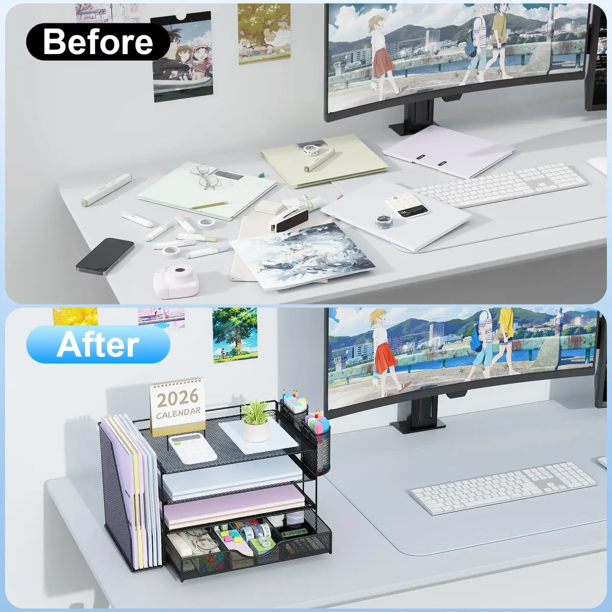 gianotter 4-Tier Desk Organizer with Drawer & Pen Holders | 34 cm (13.38 inches) Width - view 2