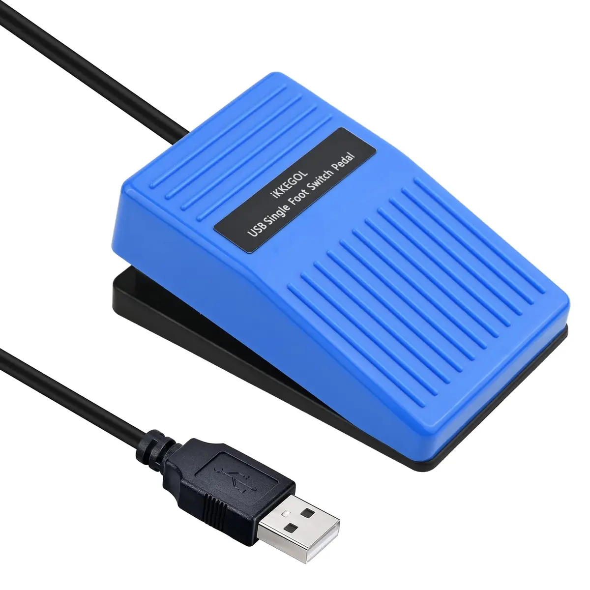iKKEGOL Single USB Foot Pedal Switch | Programmable HID for PC, Mac, Linux (100mm x 62mm x 38mm) - main product image