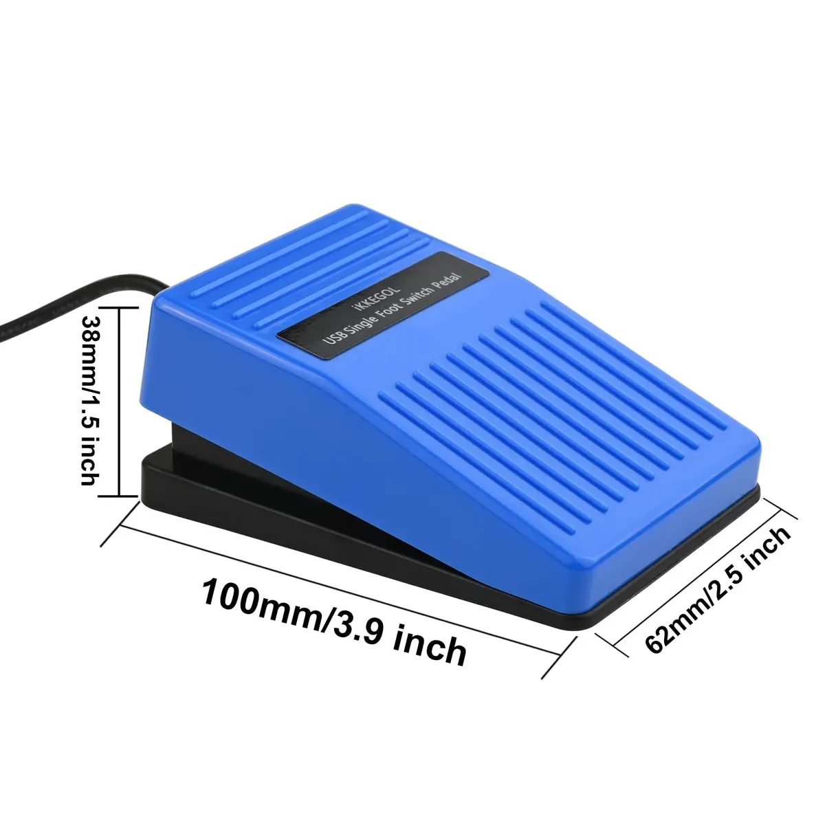 iKKEGOL Single USB Foot Pedal Switch | Programmable HID for PC, Mac, Linux (100mm x 62mm x 38mm) - view 3