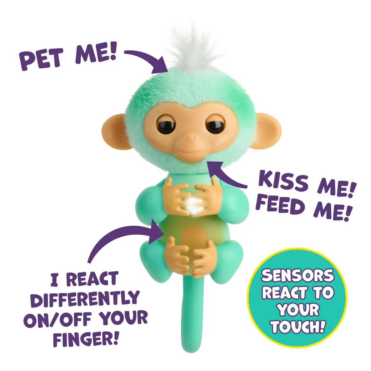 Fingerlings Baby Monkey Ava Teal | Interactive 70+ Sounds & Reactions for Kids 5+ - view 4