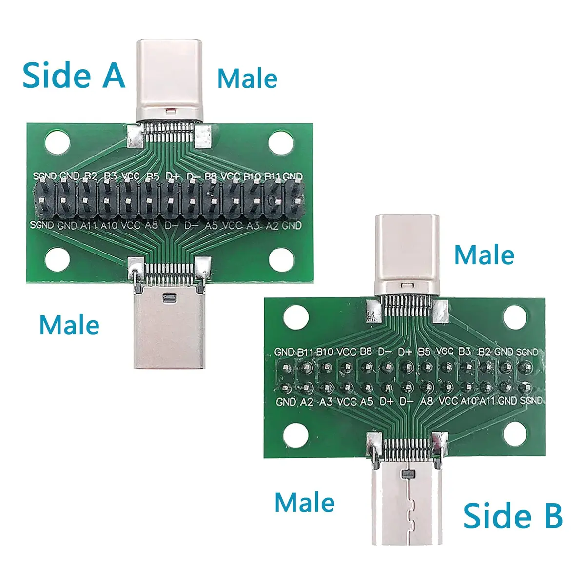 minidodoca USB 3.1 Type-C Male to Male Test Board with 24 Pins & DuPont Wires | 10Gbps Data Transfer - view 2
