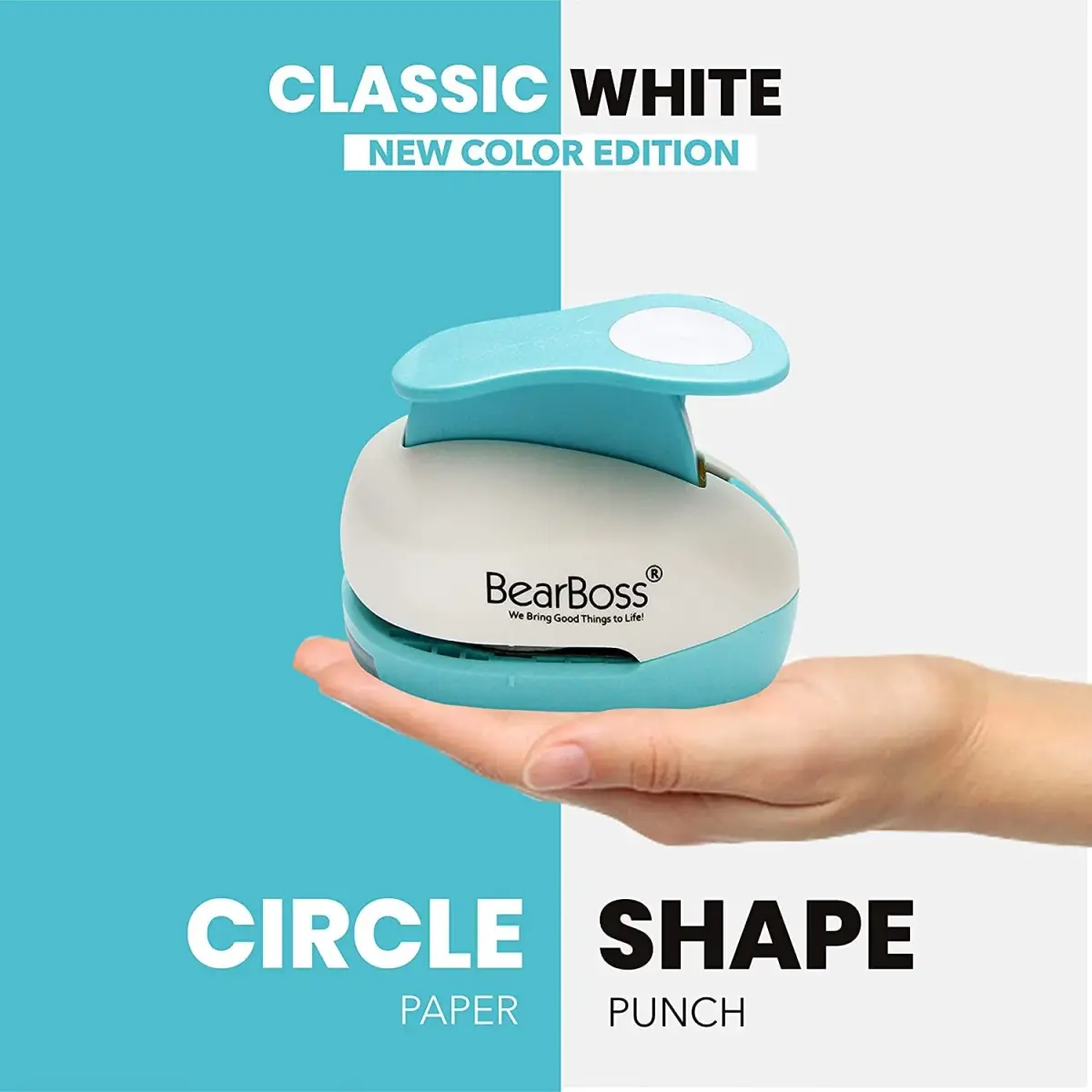 BearBoss 3 Inch Circle Punch, Classic White | Ergonomic Spring-Action Lever for Paper Crafts - view 3