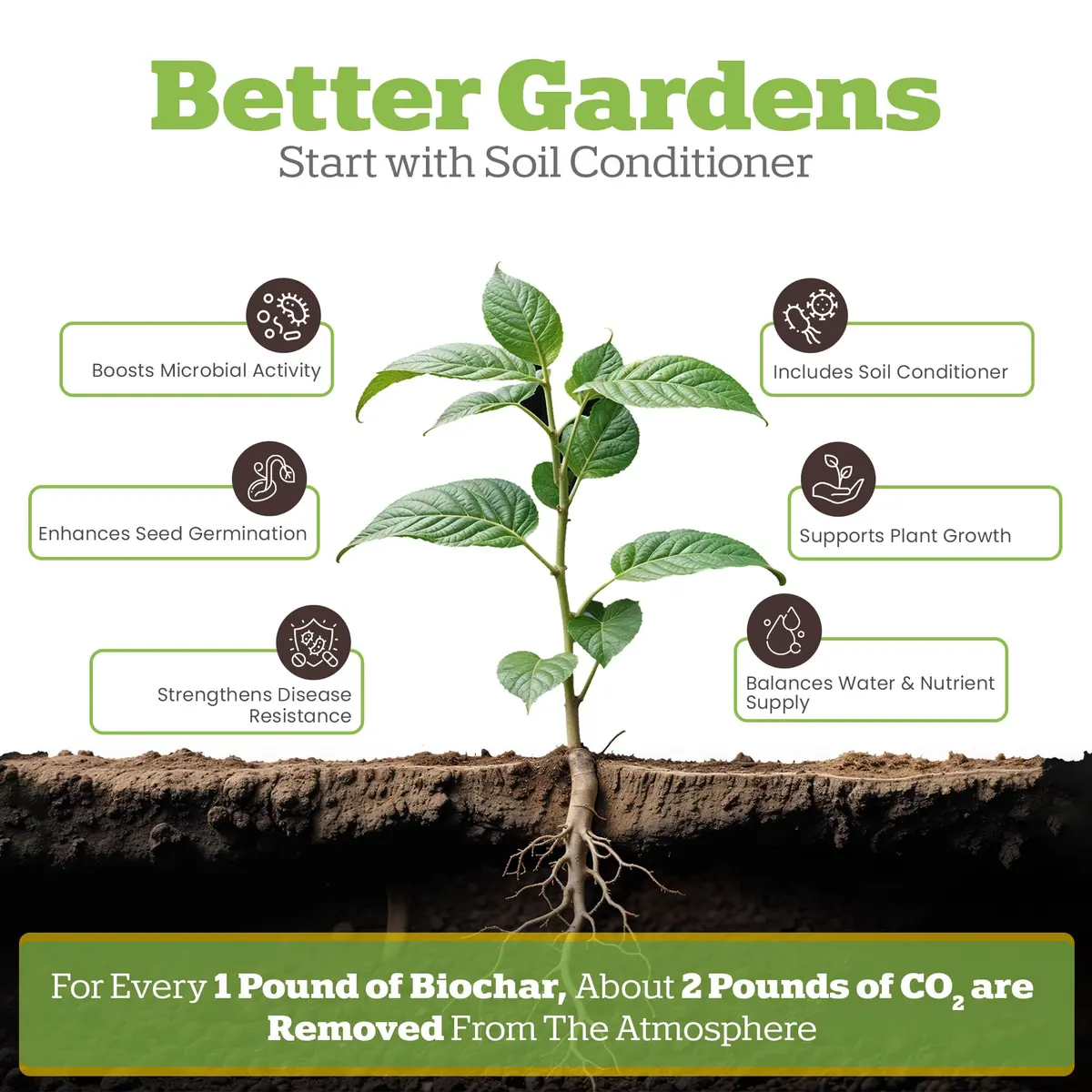 Wakefield BioChar – Premium Garden Soil Conditioner – OMRI Listed, Bio Char for Raised Gardens, Potting Mix, Lawns – 1 cu/ft (25 pounds) - view 2