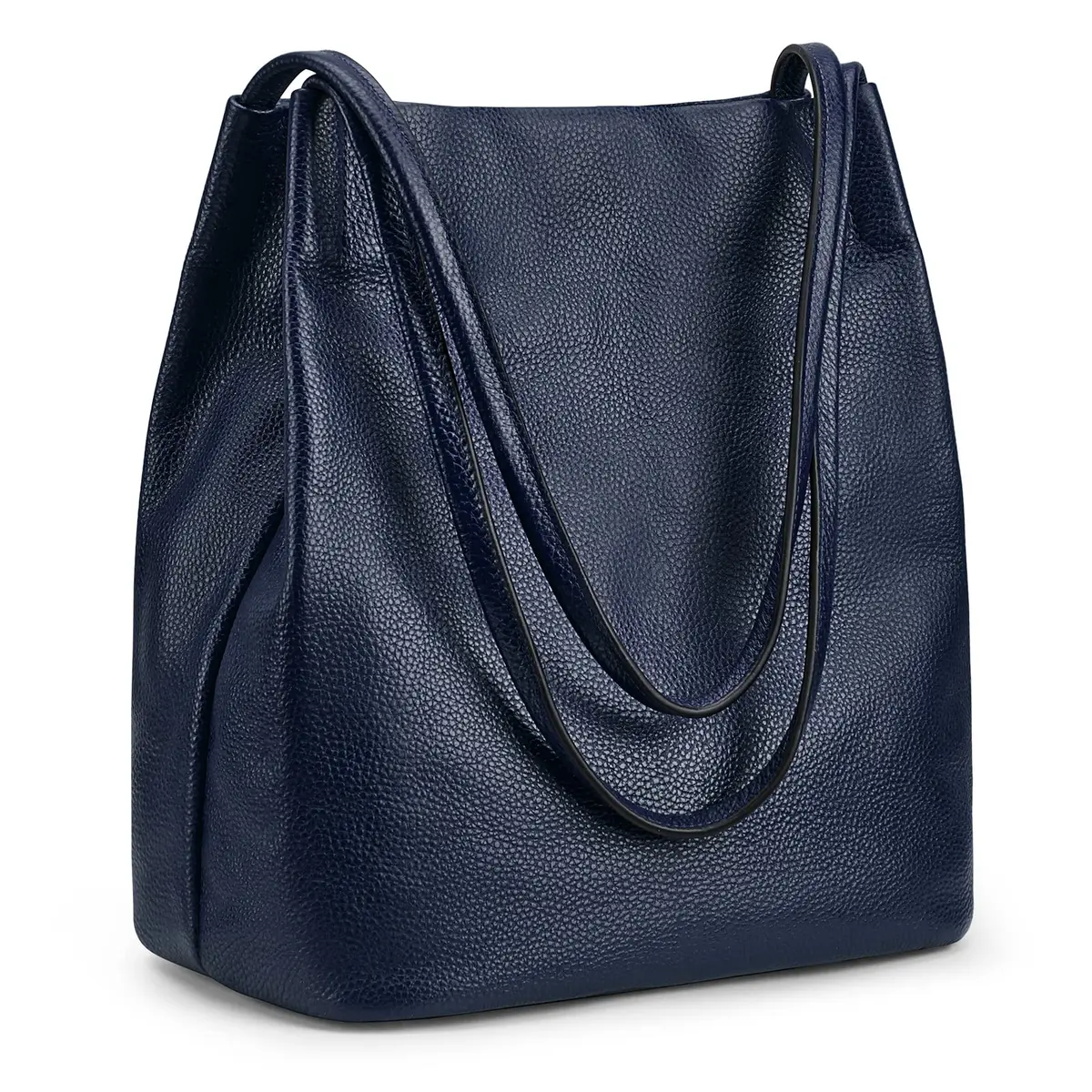 Kattee Women's Soft Genuine Leather Tote Shoulder Bag with Magnetic Snap Closure & Tablet Compartment, 28.5cm (11.2") | Dark Blue - main product image