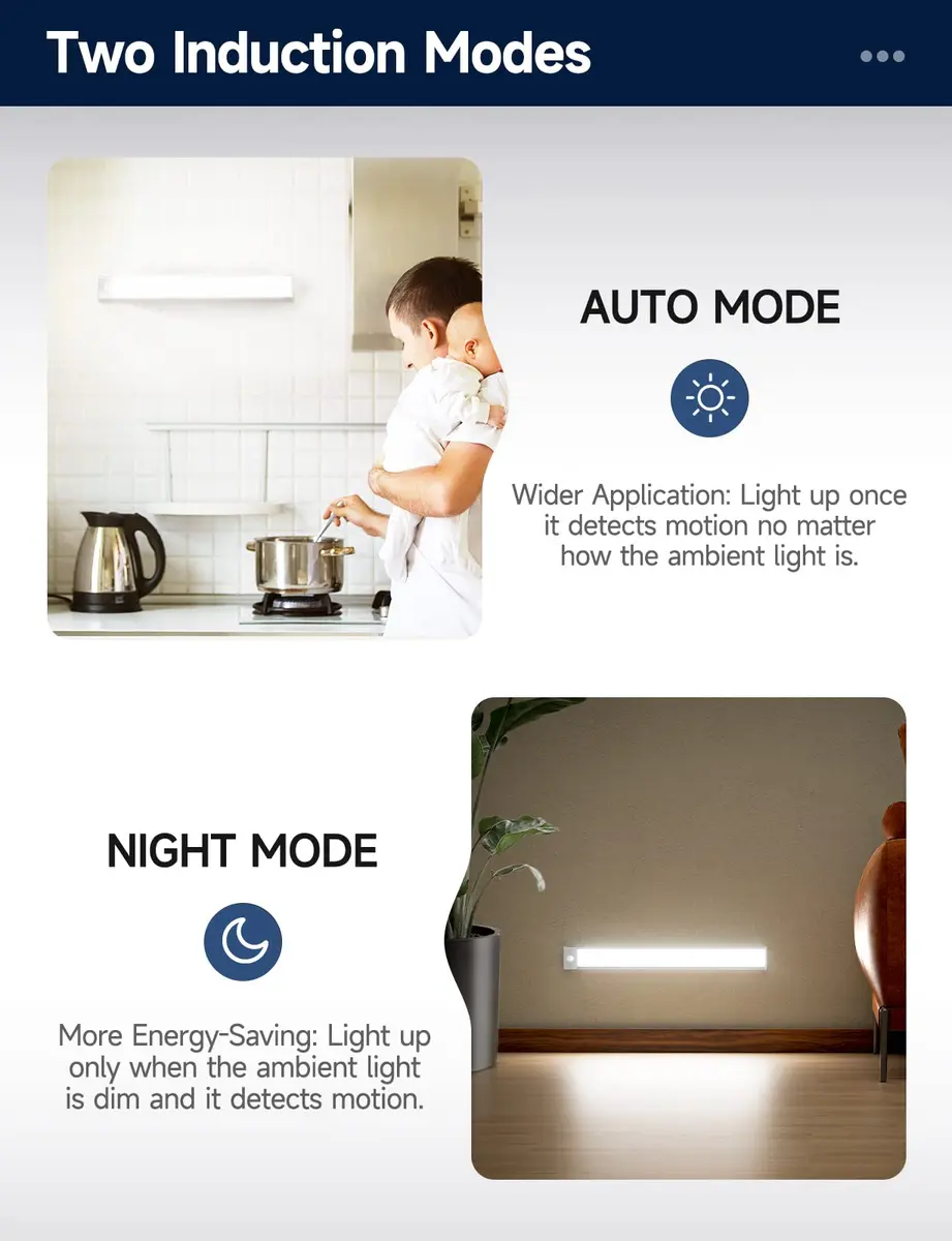 YIGER Under Cabinet Lights 40LED Warm Light | Rechargeable Wireless Motion Sensor Night Light - view 2