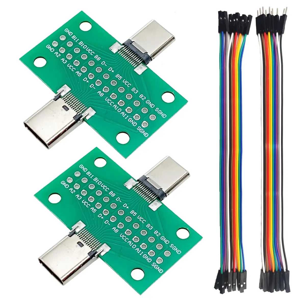 minidodoca USB 3.1 Type-C Male to Female Test Board with 24 Pins & Dupont Wires | 10Gbps Data Transfer - main product image