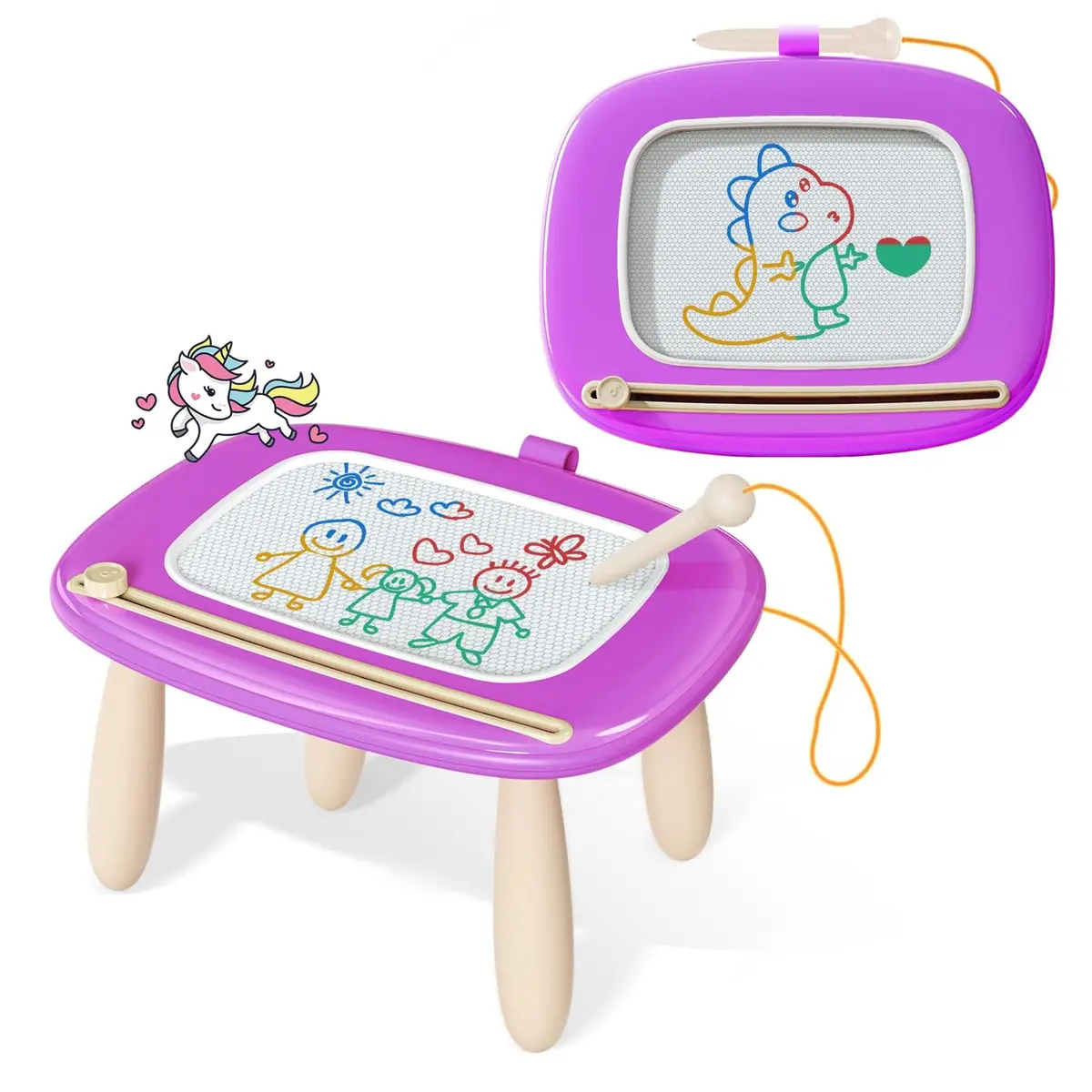 Kikidex Magnetic Drawing Board Toddler Toy 35cm (13.8in) | Mess-Free Purple Doodle Pad for Ages 1-3 - main product image