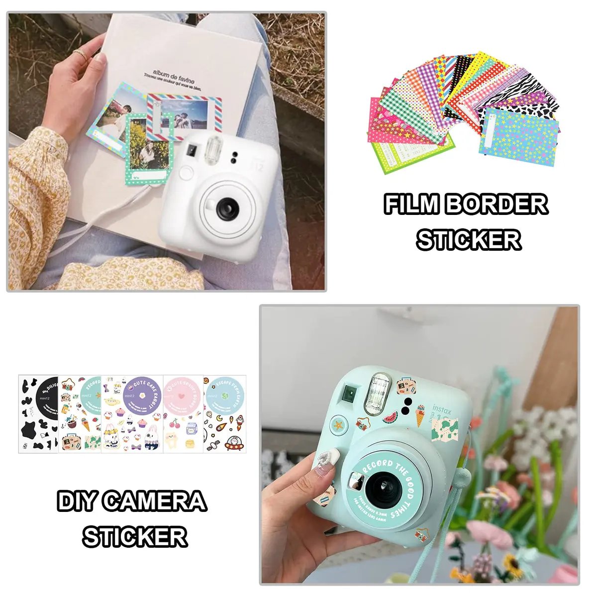 CAIYOULE Mint Green Camera Accessory Kit for Fujifilm Instax Mini 12 | PU Leather Case, Photo Album, Magnetic Frames, Filters - view 5