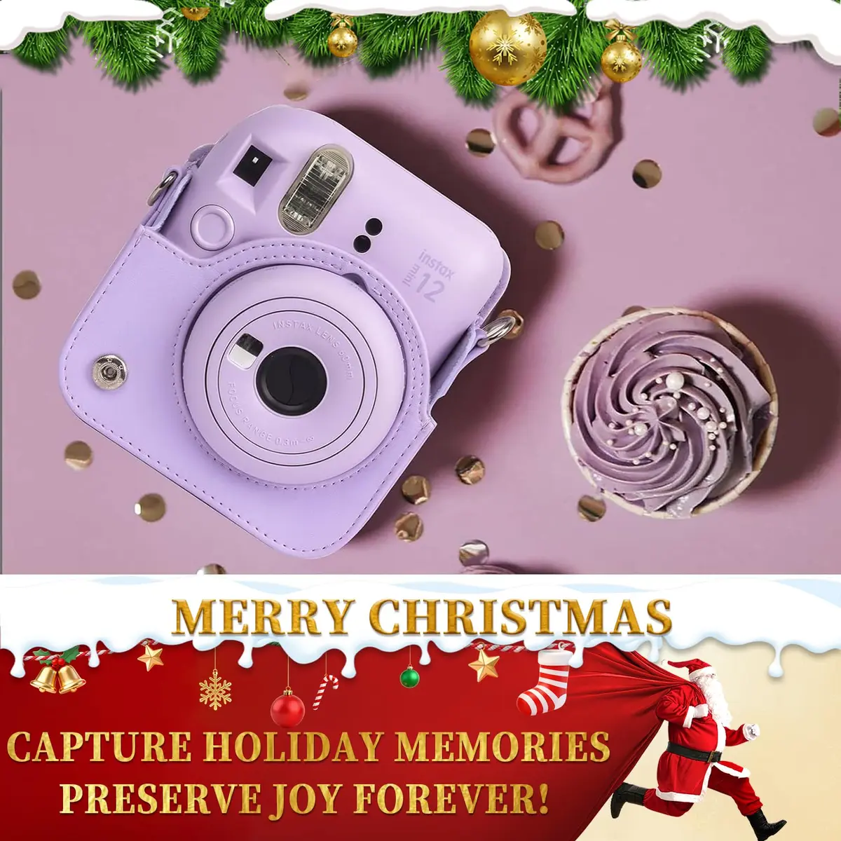 CAIYOULE Camera Accessories Kit for Fujifilm Instax Mini 12, Lilac Purple | Professional Camera Bag & Photo Display Set - view 2