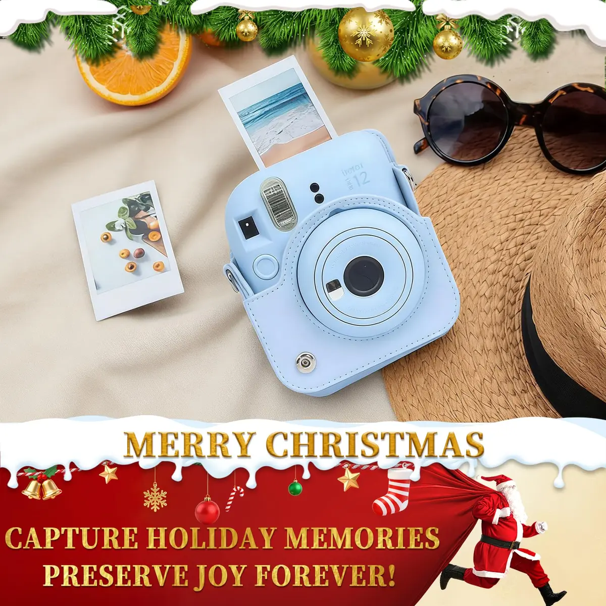CAIYOULE Camera Accessory Kit for Fujifilm Instax Mini 12, Pastel Blue | Includes Case, Album, Frames, Filters - view 2