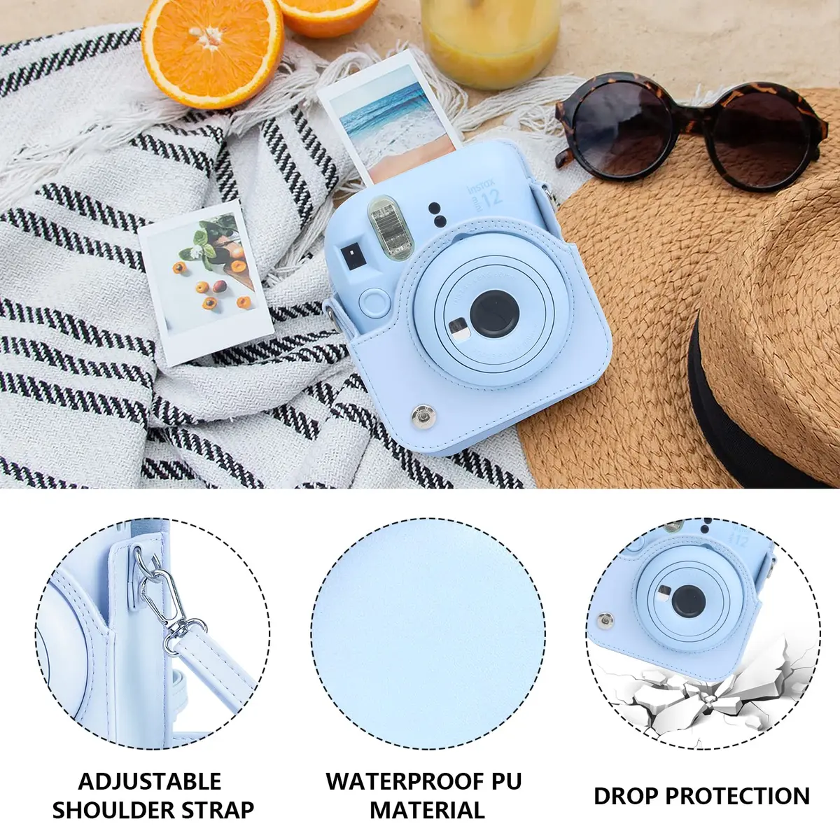 CAIYOULE Camera Accessory Kit for Fujifilm Instax Mini 12, Pastel Blue | Includes Case, Album, Frames, Filters - view 3